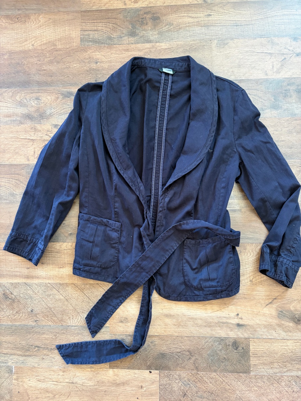 J. Crew Dark Navy Lightweight Jacket with Self-Tie Belt